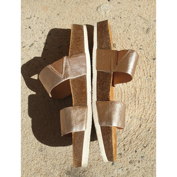 Frankie4 8 Maria Minimalist Comfy Slides Leather shiny Flats Shoes In Rose gold - Picture 9 of 13